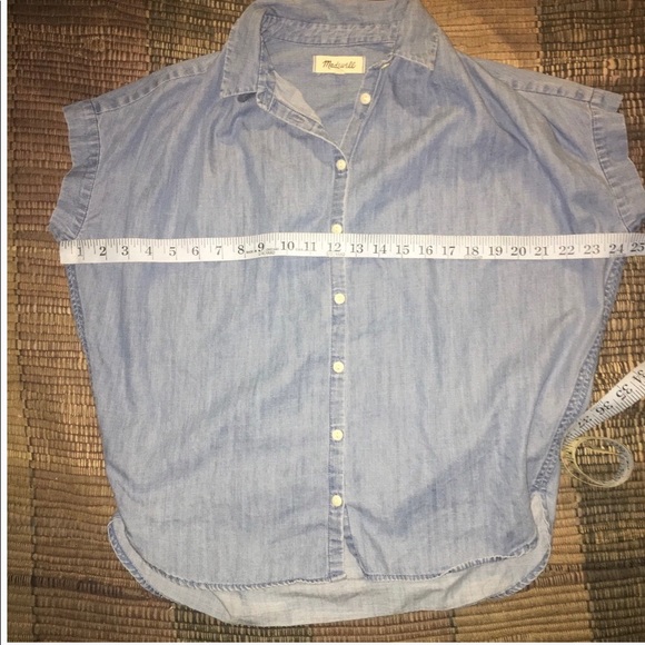 Madewell denim chambray central drapey button down shirt XXS - Picture 3 of 3